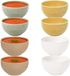Secret de Gourmet Memphis soepkommen - D14 cm - groen / geel / beige / wit - 8x stuks - keramiek