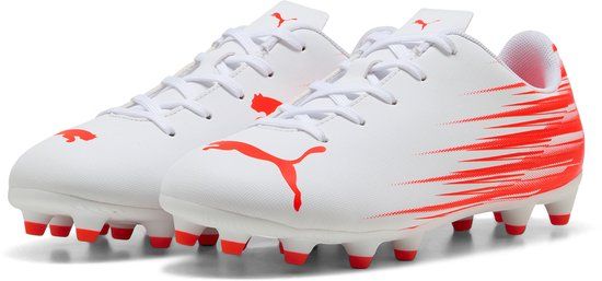 Puma ATTACANTO II FG/AG JR voetbalschoen voor kinderen en tieners, maat 36, wit/rood