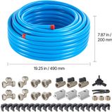 VEVOR Luchtcompressor Leidingset, 30,48 m x 19,05 mm Persluchtslang, HDPE Aluminium Persluchtleidingsysteem, Lekvrij, Persluchtslangset voor Garages en Werkplaatsen, Blauw
