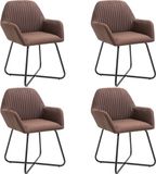 vidaXL Eetkamerstoelen 4 stuks stof bruin