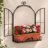 Dandibo - Porte-fleurs mural pour fenêtre en métal noir, étagère murale