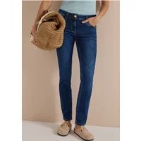 Cecil Jeans Mid Waist Straight Leg Casual Fit Mid Blue Used Wash 28
