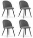 LEOBERT Set de 4 Chaises BELLO - Velours Gris Foncé, Pieds Métal Noir