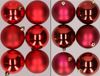 Merkloos / Sans marque Kaemingk B.V. 12x stuks kunststof kerstballen mix van rood en donkerrood 8 cm
