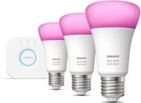 Philips Hue White and Color Ambiance Starter Kit, 3 E27 lampen, 75W equivalent, Bluetooth, compatibel met Alexa, Google Home en HomeKit