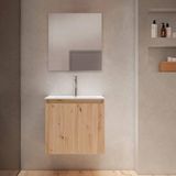 Adema Cadence Badkamermeubelset - 60x55x40cm - ondiep - 2 deuren - greeploos - wastafel - 1 kraangat - keramiek - rustiek eiken