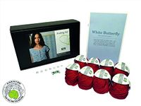 DesignEtte Gebreide set, witte vlinder, katoen met sequins, XS/S/M, rood