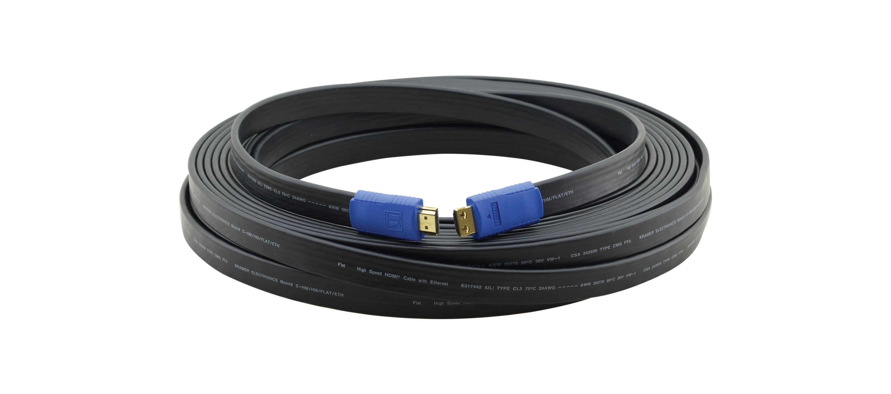 Kramer Electronics C-HM/HM/FLAT/ETH-75 - HDMI kabel - 22,9 m - Zwart