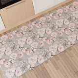 PETTI Artigiani Italiani Keukentapijt, antislip, wasbaar, 52 x 280 cm, bloemenpatroon 17, grijs, 100% gemaakt in Italië