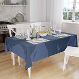 Bonamaison Tafelkleed, Anti-Mold, Sneldrogend, Waterdicht, 100% Polyester Tafellaken, Blauw, 140 x 160 Cm
