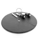 Bench Kaasplank Leisteen - rond - met accessoires