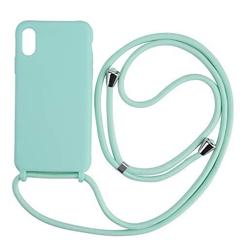 Ququcheng Compatibel voor Samsung Galaxy S10 Plus Case, Siliconen Stijlvolle Cord Strap touw Shell TPU Shockproof Bumper Telefoon Case Lanyard Cover voor Samsung Galaxy S10 Plus-Green