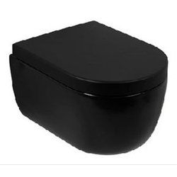 Plieger Kansas wandclosetpack mat zwart 36x54.5cm inclusief softclose closetzitting en lift-off