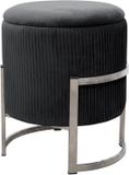 Akord Poef met Opbergruimte PORTO Rond Velvet Zwart 40 cm
