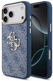 Guess Back Cover - iPhone 17 Pro - Blauw - Big Metal Logo - Gold Edge