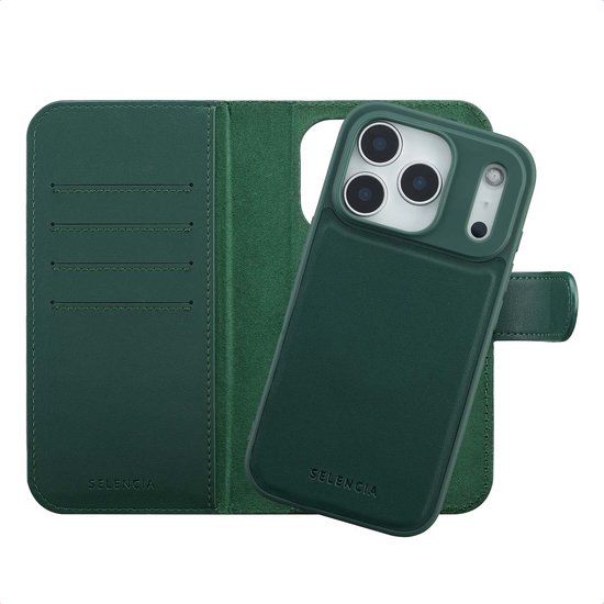Selencia Hoesje - Geschikt voor Apple iPhone 17 Pro - Olyn Uitneembare Bookcase geschikt voor MagSafe - Groen