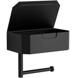 Avalo WC Rolhouder met Bakje & Plankje - Zwart - Zelfklevend/Boren/Zonder Boren - Toiletrolhouder