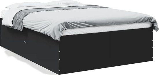vidaXL Bedframe massief hout zwart 140x190 cm