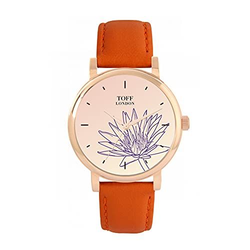 Toff London Paarse Waterlelies Bloem Horloge - 5059656731399