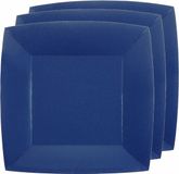 Santex Feest gebaksbordjes - donkerblauw - 10x - karton - 18 cm - vierkant