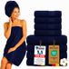 Komfortec Handdoekenset – Set van 8 - 4x Handdoek 50x100 cm en 4x Badhanddoek 70x140 cm - 100% Katoen - Marineblauw