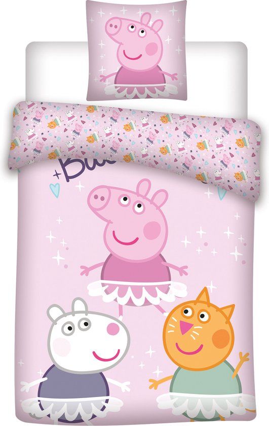 4KidsOnly Peppa Pig Dekbedovertrek 3 pigs 140 x 200 cm roze