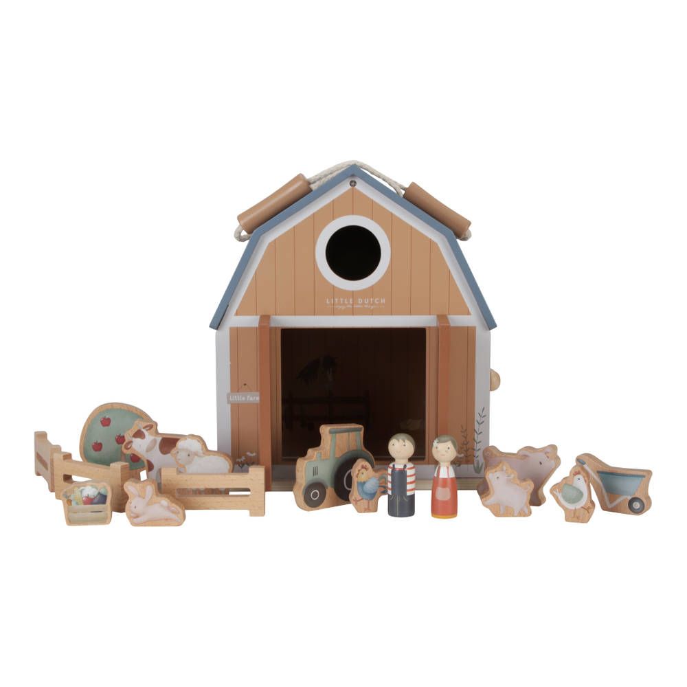 Little Dutch Little Farm Wooden Farm Playset - Multicolour