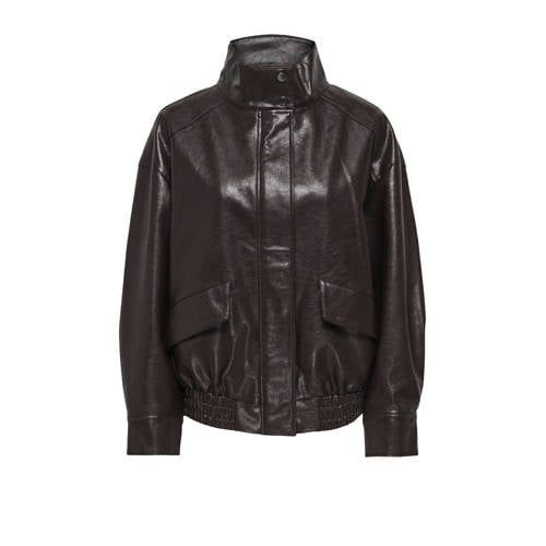 ONLY CARMAKOMA - CARJULIA FAUX LEATHER OVZ. BOMBER OTW - Meisjes - Gewatteerde jas - Polyester - Maat 54 - Chocolate Torte