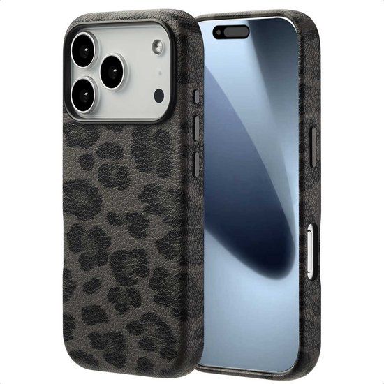 Selencia Sabi Backcover Panterprint met MagSafe voor de Apple iPhone 17 Pro - Midnight Black
