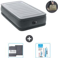 Intex Luchtbed - 1-Persoons - 99 x 191 x 46 cm - Grijs - Inclusief pomp - Hoeslaken en Reparatieset