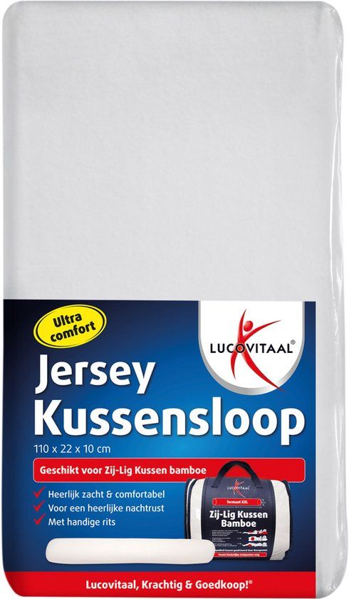 Lucovitaal Jersey Zij-lig Kussensloop - Wit - Katoen - 110x22x10cm