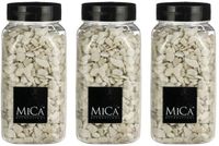 Mica Decorations pierres décoratives - 3x - blanc - 1 kilo - 650ml - pierres de loisirs créatifs