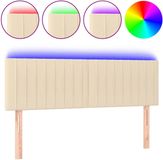 vidaXL - Hoofdbord - LED - 144x5x78/88 cm - stof - crèmekleurig