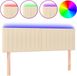 vidaXL - Hoofdbord - LED - 144x5x78/88 cm - stof - crèmekleurig