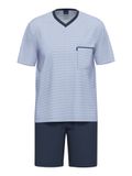 Ammann Pyjama kort ' Organic Melange ' nachtblauw / lichtblauw