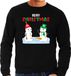 Bellatio Decorations Merry Christmas sneeuwpoppen mijne is groter foute Kersttrui - zwart - heren - Kerstsweaters / Kerst outfit L