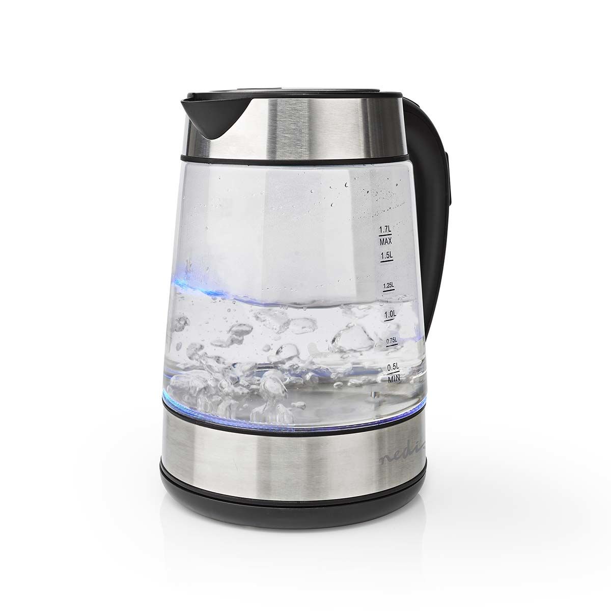 Nedis KAWK320EGS Waterkoker - 1.7 l - Glas - Roestvrijstaal/Transparant - 2200W