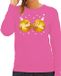 Bellatio Decorations Bol Foute kersttrui - sweater - roze - met gouden Kerst Ballen borsten - voor dames - kerstkleding / christmas outfit S