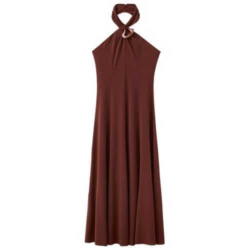 Mango Roodbruin Halter Midi Jurk