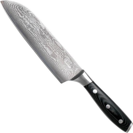 Eden Classic Damast Santoku 18 cm Keukenmes - Zwart - 25 Jaar Garantie