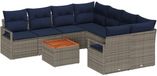 vidaXL Tuinbankenset 9-delig Grijs Polyrattan