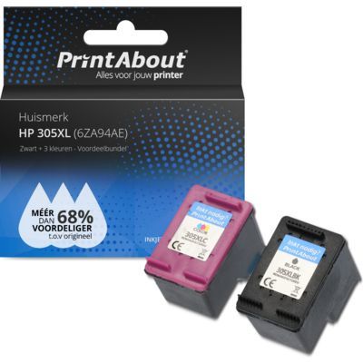 PrintAbout 305XL (6ZA94AE) Ink Cartridge - Black + Color Multipack - High Capacity - Compatible with HP Printers
