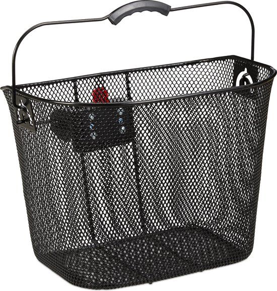 Relaxdays Fietsmand voorop - Afneembaar - Zwart - Metaal - 27 x 34,5 x 26 cm