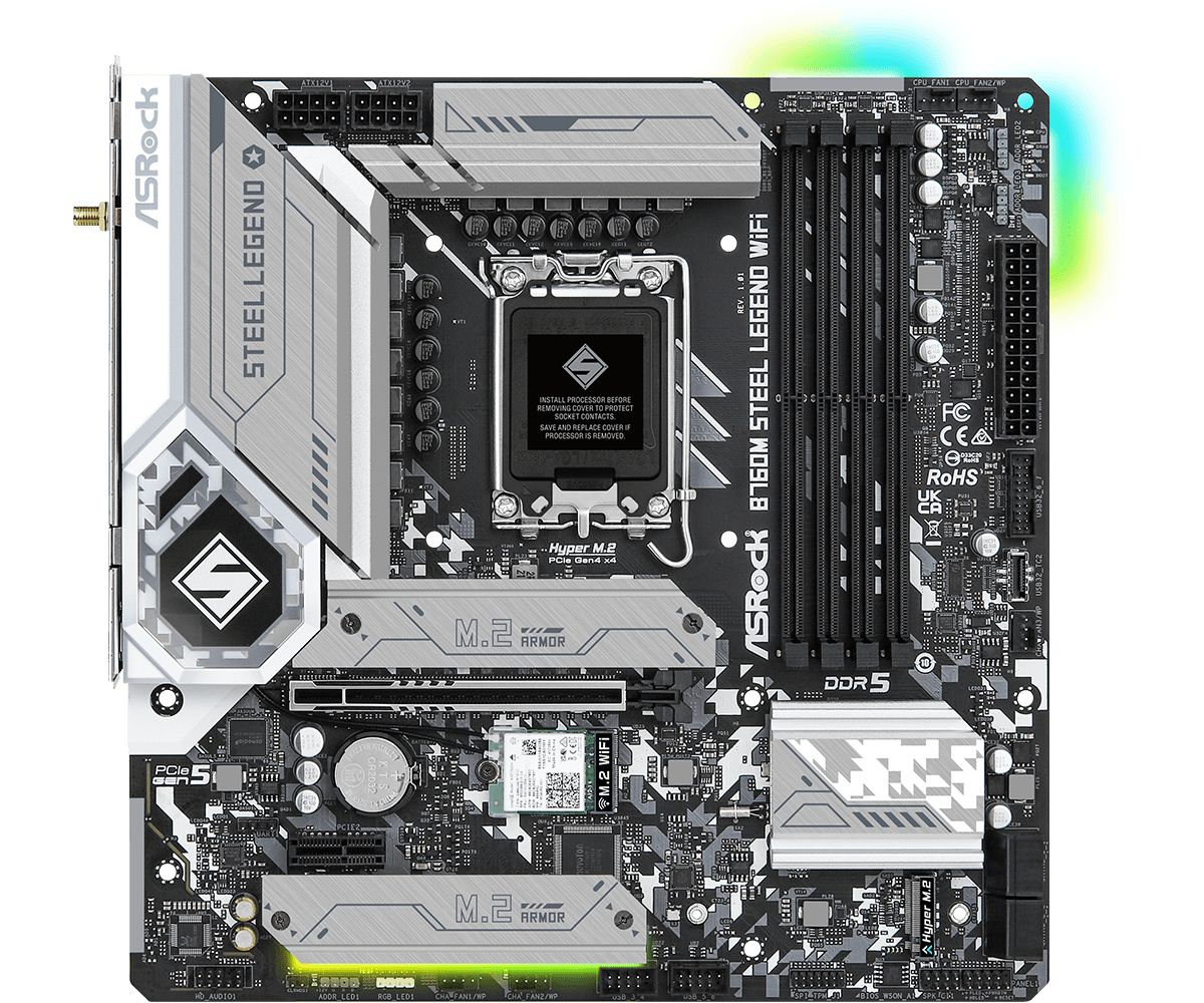 ASRock B760M Steel Legend WiFi - Micro ATX Motherboard - LGA 1700 - DDR5 - Wi-Fi 6E