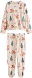 Next - Dames - Matching Family petite kerstpyjama met lange mouwen - Petite - Crème