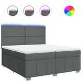 vidaXL Boxspring met matras stof donkergrijs 200x200 cm