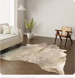 Koeienhuidkopen.nl XL taupe koeienhuid vloerkleed - Koeienkleed tapijt taupe beige koeienvel groot
