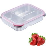 Westmark Voedselbewaarcontainer – Lunchbox met vakjes, ideaal voor op het werk en onderweg als maaltijdbox, vierkant – 18/8 roestvrij staal, 280 + 280 + 400 ml