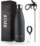 ZEUZ Premium RVS Thermosfles & Drinkfles – Isoleerfles - Waterfles met Rietje - BPA Vrij – 500 ml - Donkergrijs