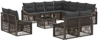 vidaXL Tuinbank - Set - 12 st - Grijs - poly rattan